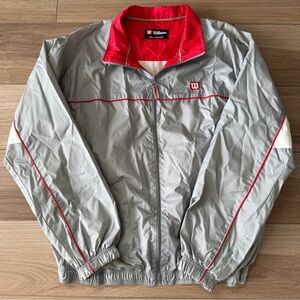Wilson Grey Red Windbreaker Zipper Track Jacket